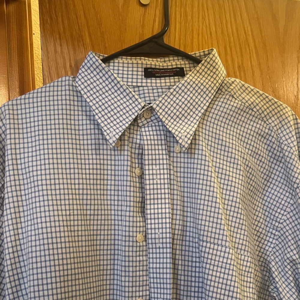 Kirkland Signature Blue and White Checkered Dress Shirt